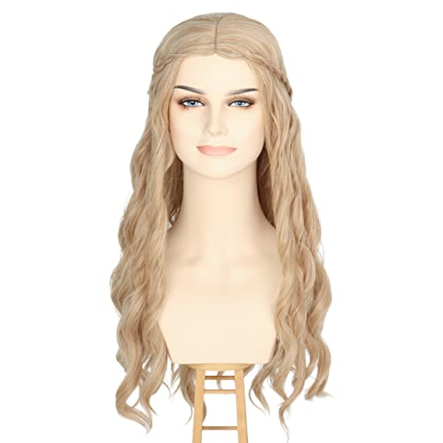 Miss U Hair Long Blonde 70s Hippie Wigs for Women Elf Princess Bride Wig Renaissance Long Wavy Halloween Costume Wig