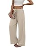 Sampeel Linen Pants Women Wide Leg Palazzo Pants Flowy Casual Summer Outfits Cruise 2026 Fashion Beach Vacation Clothes Spring Drawstring Elastic Waist Trouser Khaki S #3
