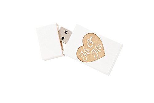 SameDayFlash 1 16GB USB 2.0 White Wash Maple Drive- Single Item - Grove Stick Body - Mr & Mrs Engraved