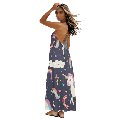 Robe longue licorne violette contre la chaleur : fraîcheur et dos nu
