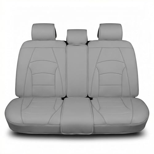 Image of FH Group Car Seat Cover for Back Seat Solid Gray Faux Leather - Universal Fit, Rear Seat Covers for Cars with Rear Split Bench, Car Seat Cushions, Car Interior Accessories for SUV, Sedan, Van