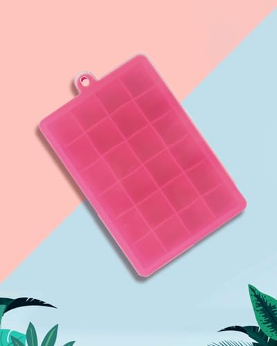 Molde de silicona para hielo 24 compartimentos rosa miniatura 1