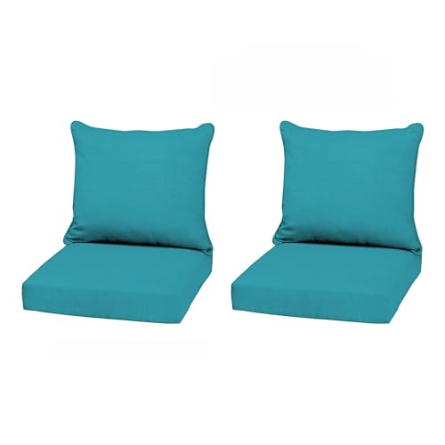 Image of Arden Outdoor Deep Seat Cushion Set, 2-Pack, 22 in x 24 in, Weather-Proof, Rain-Proof, Fade Resistant Patio Cushion for Chair, Sofa, and Couch Lake Blue Leala