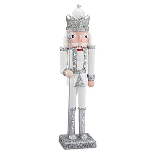 Cepewa Nussknacker aus Holz König w/s 38 cm Weihnachtsdeko Figur Erzgebirge Nussbrecher Nutcracker Nusszange (1 x Nussknacker König w/s 38 cm)