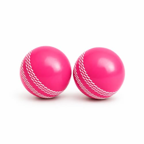 Image of T-20 Synthetic Cricket Ball Match Practice Training | Practice Cricket Ball | Wind Balls | Swing Ball | Indoor & Outdoor Street & Beach Cricket (Pink, Pack of 2)