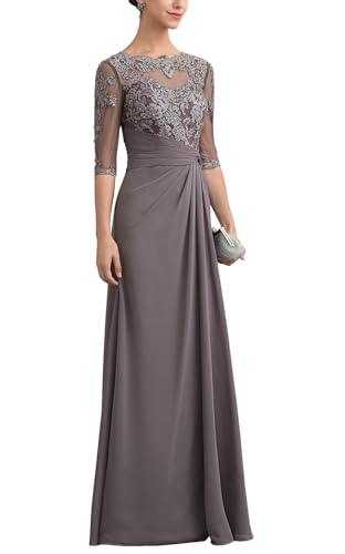 Mother of The Bride Dresses Long Chiffon Lace Wedding Guest Dresses for Women Ruched Formal Evening Gowns2