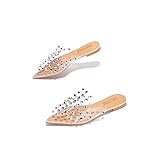 Cape Robbin Enny Flat Sandals Slides for Women, Womens Mules Slip On Shoes - Clear Size 7