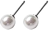 Pendientes 925 para mujer, perla de 14 quilates de calidad AAA, redonda, blanca, cultivada, joyería de oreja/-0.315 in
