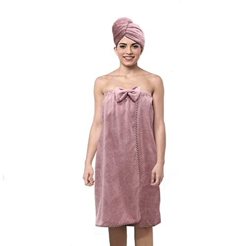 One Boat Bath Wrap Towels For Women, Microfiber Wearable Bath Towel And Head Cover For Bathroom Shower, Adjustable Soft Spa Bathroom Shower Wrap Towel With Velcro, Absorbent (Purple) #TOP2