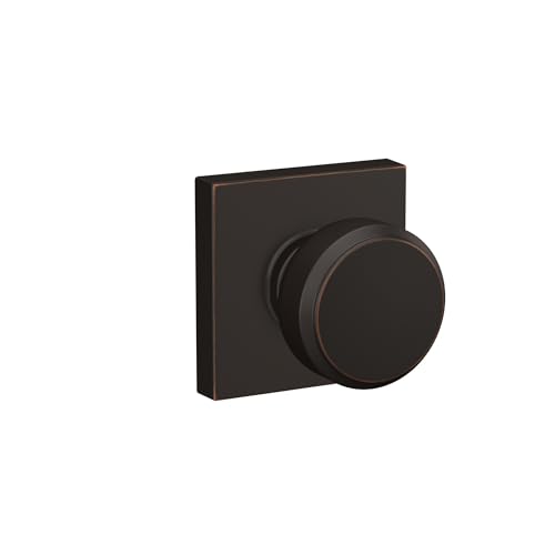 Image of Schlage F10 BWE 716 COL Bowery Knob with Collins Trim Hall & Closet Passage Door Lock, Aged Bronze