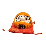 FytStycale Tirelire Daruma en céramique, Figurine Daruma décorative, Objet de décoration Japonais Original, décoration de Bureau pour Bar, Appartement ou Magasin, Orange