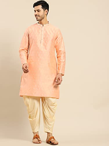 Image of Men's Navy Blue Cotton Festive Wear Regular Fit Woven Design Kurta | Indian Wedding Wear Kurta | Festive Ethnic Kurta