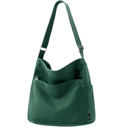Image of KALIDI Canvas Tote Bag Zipper Large Crossbody Shoulder Bag Messenger Bag