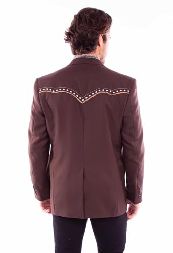Scully Men's Diamond Embroidered Sportcoat - P-915-CHOC 40 REG US Chocolate2