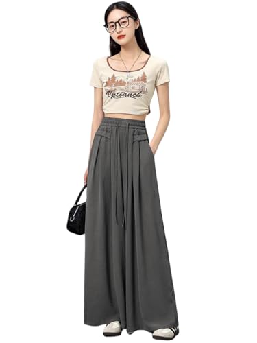 Image of KOTTY Women's Solid|Drawsting|Front Pocket|Wide Leg Style|High Rise|Casual Pant