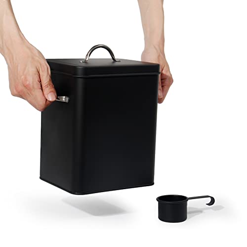 Theo&Cleo Waschmittel Aufbewahrung 6.5L, Metall Waschpulver Box, Aufbewahrungsbox für Hundefutter, Katzenfutter, Kaffeebohnen (Kohle)