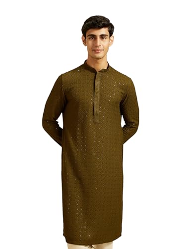 Image of DIWAS BY MANYAVAR Men's Viscose Embroidered|Sequined Kurta (1pc)