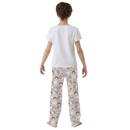 Hedgehog Rainbow Star Boys Long Pants Soft Trousers Elastic Waist Kids Lounge Bottoms with Pockets S-XL3