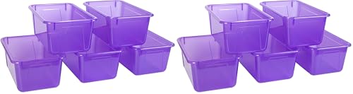 Image of Storex Small Cubby Bins - Plastic Storage Containers for Classroom, 12.2 x 7.8 x 5.1 inches, Candy Violet, 10-Pack (62478A05C)