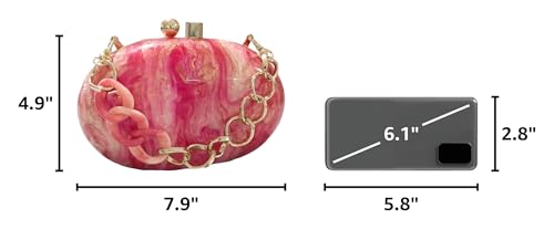 Image of Acrylic Evening Clutch Bag for Women Shell Shape Shoulder Crossbody Bag Glitter Marble Purse Handbag