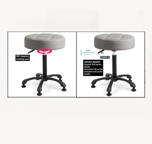 Image of Height Adjustable Heavy Duty Stools Salon Stool Chair with Bell Glides for Home Bar Kitchen Office Shop Tattoo Lash Tech Pedicure (Grey with Bell Glides, Height 22 to 30 in)