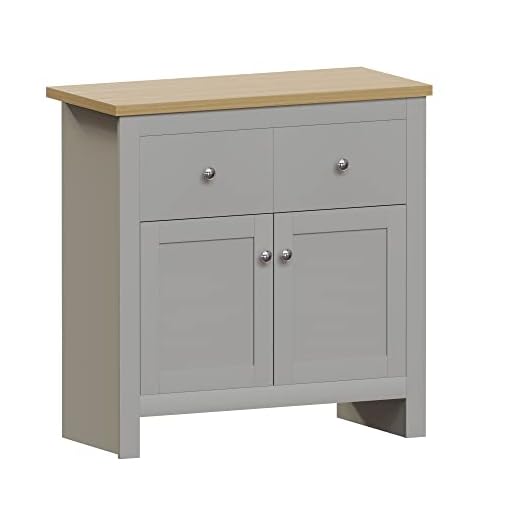 Vida Designs Arlington Sideboard, Buffet Table, Cupboard Cabinet Engineered Wood (Grey & Oak, 2 Drawer 2 Door)