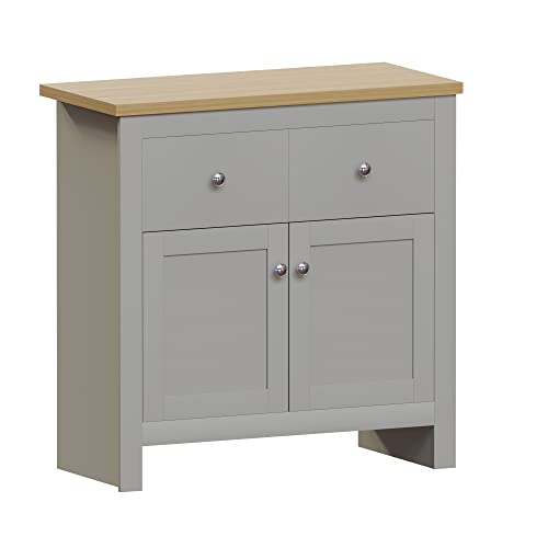 Vida Designs Arlington Sideboard, Buffet Table, Cupboard Cabinet Engineered Wood (Grey & Oak, 2 Drawer 2 Door)