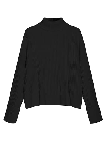 Image of ZAFUL Womens Turtleneck Pullover Sweater Casual Loose Ribbed Knit Long Sleeve Chunky Jumper Tops