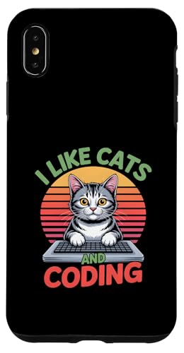 Funny I Like Cats and Coding ���g�� ���B���e�[�W �L �X�}�z�P�[�X iPhone XS Max �p