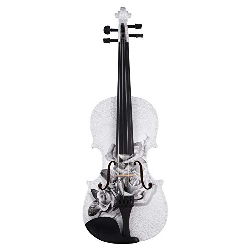 Kinglos 4/4 Gray Rose Colored Ebony Fitted Solid Wood Violin Kit with Case, Shoulder Rest, Bow, Manual, Extra Bridge and Strings Full Size (NHS3003)