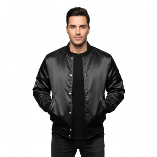 Image of My Party Shirt Rocky Balboa Tiger Black Jacket - Everyday Wear & Costume Embroidered Satin Bomber Coat Boxing Movie 70s Gift