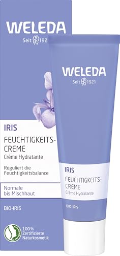 WELEDA Bio Iris Ausgleichende Feuchtigkeitspflege, reichhaltige Tages- und Nachtpflege zur intensiven Pflege von trockener Haut, Naturkosmetik Creme reguliert die Feuchtigkeitsbalance (1 x 30 ml)