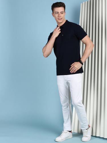 Image of Lux Cozi Men's Half Sleeve Soild Casual Regular Fit T-Shirt with Chest Pocket | Polo Tshirt for Men