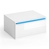 einfache Wandmontage Vicco Nachttisch Pierre weiß Hochglanz 2er Set LED Nachtschrank wandhängend Kommode Schrank Schlafzimmer Schublade