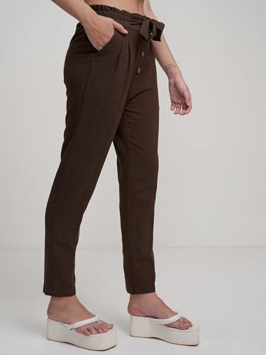 Image of Tokyo Talkies Women's Tapered Fit Peg Trousers| High-Rise|Women Trousers Pants