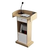 Atril clásico de madera con amplio cajón para hoteles, iglesias, bodas y discursos, elegante escritorio de recepción de 61 x 43 x 124 cm