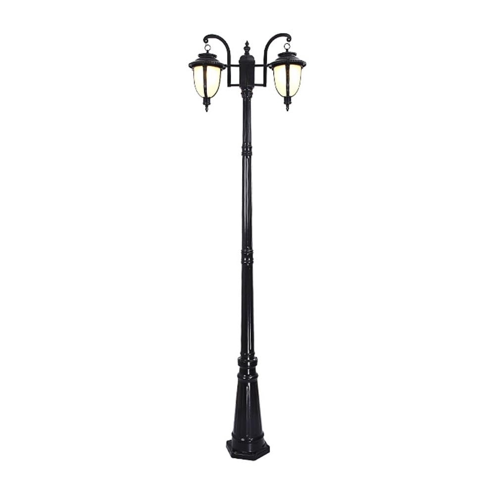 HELCEKOU Exterior High Pillar Lamp European Pole Lighting Waterproof Street Light for Garden Backyard Courtyard Patio Porch(Black)