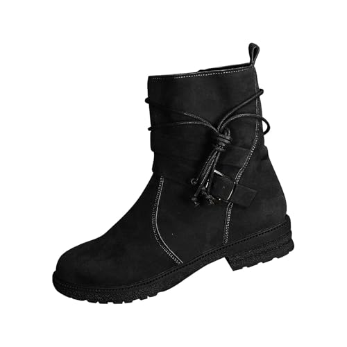 Bottes mi-longues décontractées pour femme avec zip et bout rond en cuir