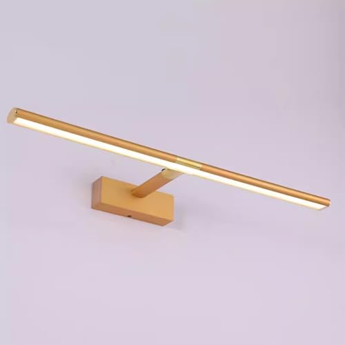 Aplique de pared LED para baño con espejo de aluminio dorado y brazo extensible de 40cm