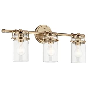 Kichler Brinley 3-Light Farmhouse Vanity Light, Champagne Bronze