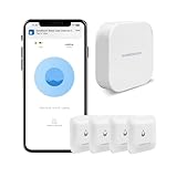Easebloom Water Leak Detector for Home - Hub & Mini Water Leak Sensor 4-Pack,App Notifications,Sensors for Kitchen/Bathroom,Smart Water Leak Sensor