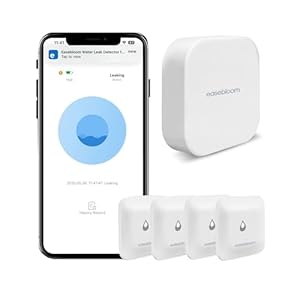 Water Leak Detector for Home – Hub & Mini Water Leak Sensor 4-Pack,App Notifications,Sensors for Kitchen/Bathroom,Smart Water Leak Sensor