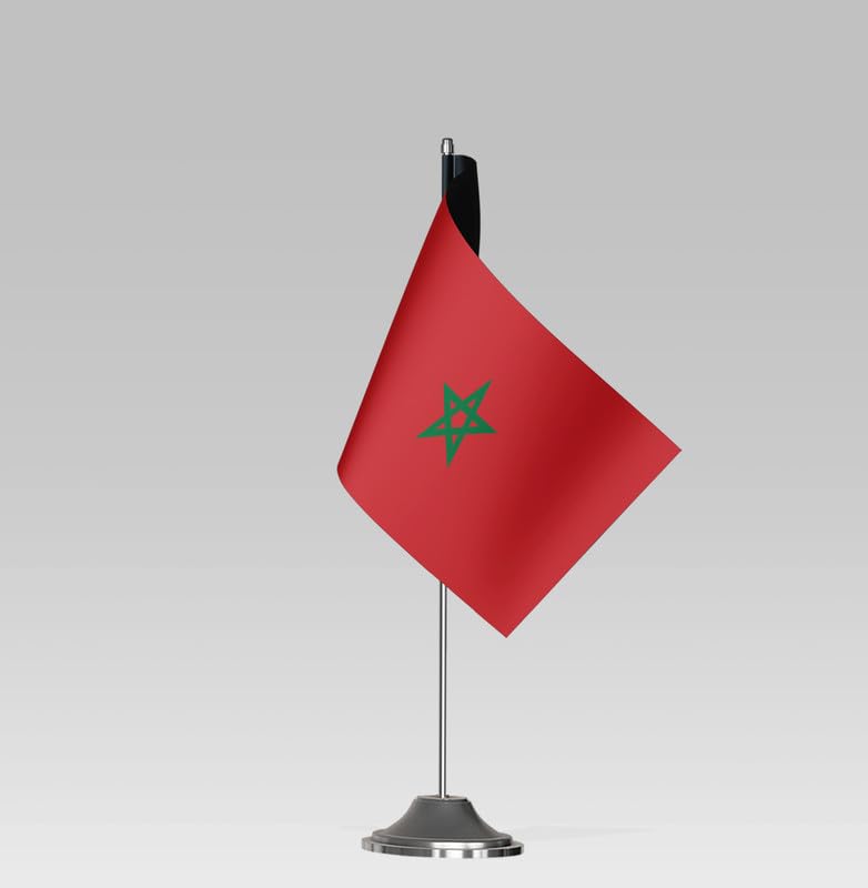 BPA® MOROCCO FLAG Compact Table Flag with Stand Elegant Desk Decor (22x10cm)