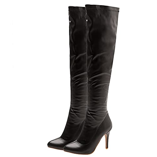 COOLCEPT Femmes Élégant Bottes au-Dessus du Genou Aiguille Cuissardes Fermeture Eclair Bout Pointu Bottes Longues Chaussures Cover