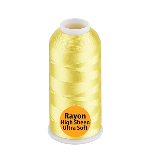 Image of Simthread Rayon Embroidery Thread 5500 Yards, 40wt 100% Rayon Viscose for Commercial and Domestic Machines - Lemon 1023