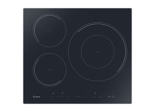 Candy Moderna CIDD633C, Placa Inducción, 3 Zonas, 60CM, 9 Niveles de Potencia y Booster, 7,2KW, Mandos Centrales, Indicador de Calor, Bloqueo de Seguridad, Alerta Sobrecalentamiento y Derrames, Negro