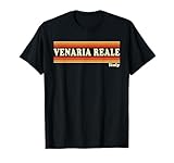 Design audace in stile retrò anni '80 con Venaria Reale Italia in tipografia classica vintage con caldi accenti a righe ispirati al tramonto. Perfetto per chi ama la grafica di viaggio iconica e l'estetica retrò nostalgica.