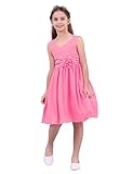 robe ceremonie enfant fille  YiZYiF Enfant Fille Princesse Robe Soirée Mariage Cérémonie Mousseline Robe Demoiselle d\'honneur sans Manche V Cou Ceinture Fleur Robe Carnaval Anniversaire Bal 2-14 Ans Rose foncé 5-6 Ans