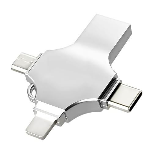 Lizoak Unidad Flash de 256 GB, sin aplicación, Memoria USB para iOS/Android/PC, 20 MB/s de Lectura/Escritura, Puerto 4 en 1 con Lightning, Mirco, USB C, para iPod/iPhone/iPad, Almacenamiento Externo