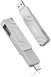 ORICO 512GB Externe SSD, 1050MB/s Drive externe haute vitesse pour l'État solide, 2-in-1 Double lecteur USB C + USB A Stockage pour iPad portable iPhone 17, 16 Series, Smartphone, Mac, Audio, Véhicule - G201